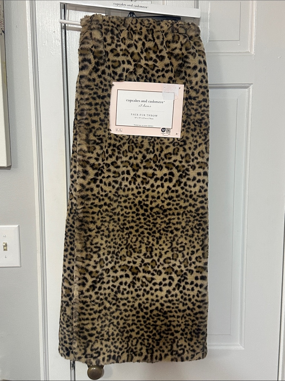 Cupcake and cashmere leopard print faux fur throw